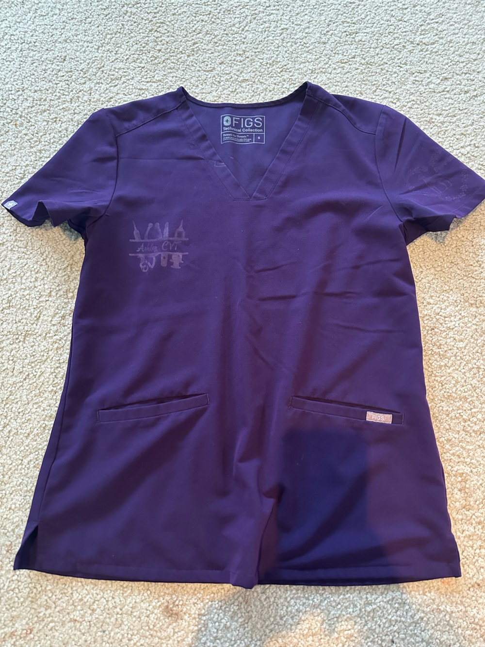 FIGS PURPLE JAM Scrub Top - SIZE SMALL